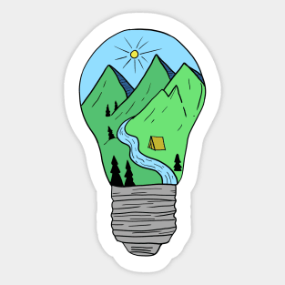Mountains in a lightbulb creative handdrawn Gift Sticker